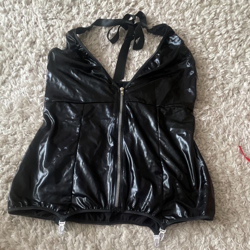 Faux leather basque with - leather,