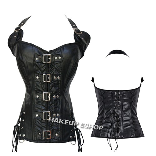 Faux leather pvc corset - leather,
