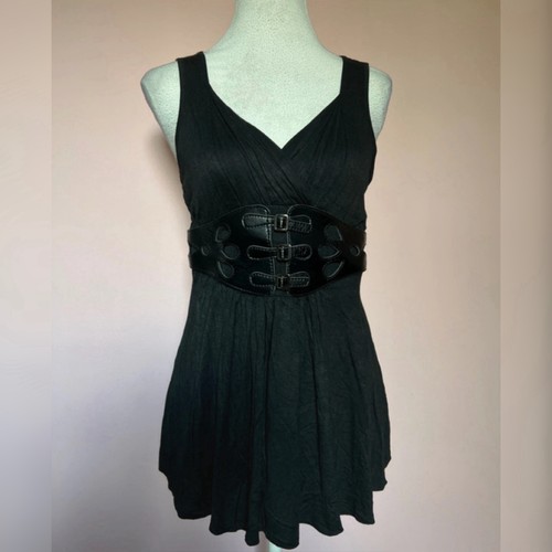 Black faux leather corset - black,