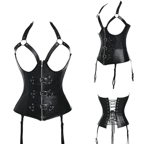 Women faux leather - faux, corset
