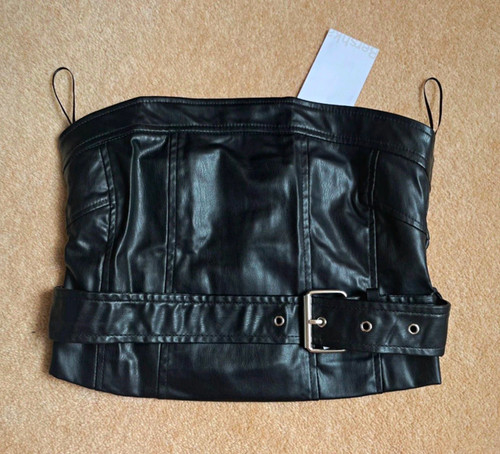 Bershka black faux leather - bershka,