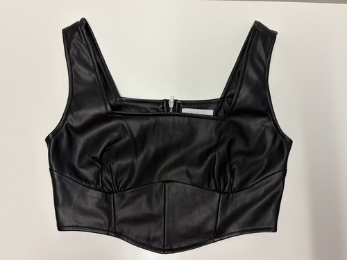 Quiz black faux leather - black, corset